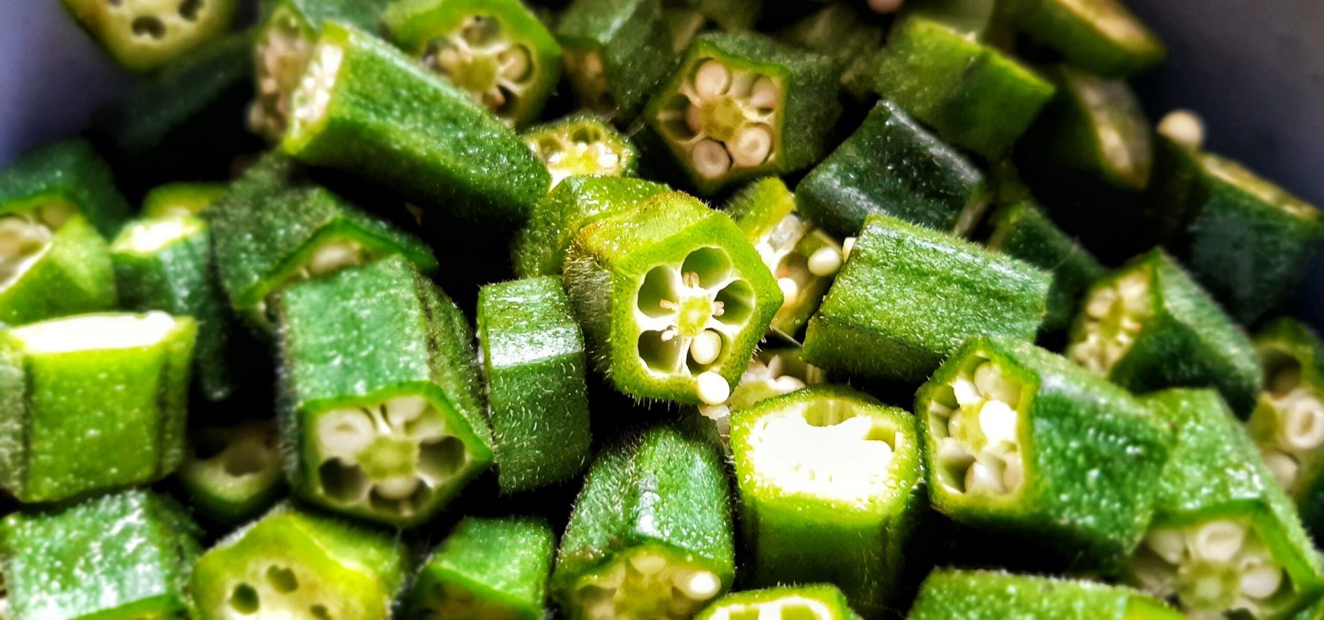 Chopped fresh okra Freshly cutted landy fingers - okra